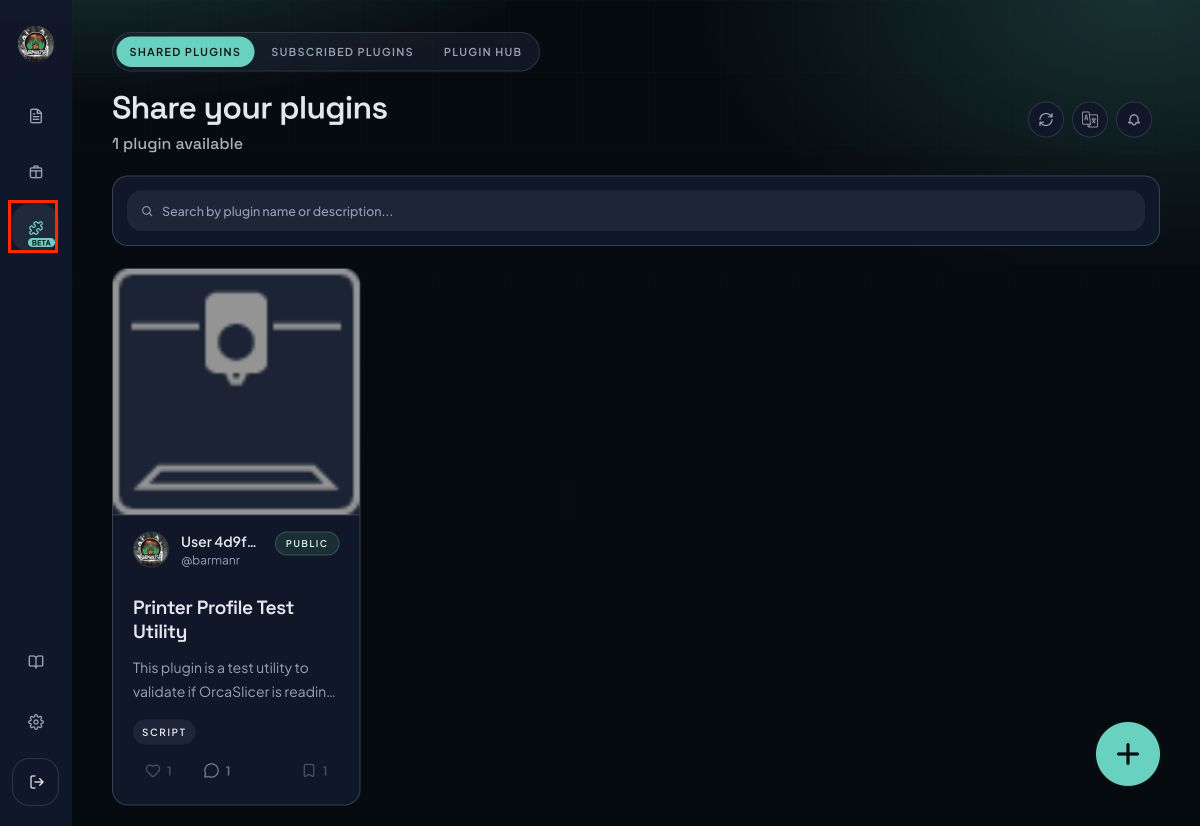 Plugins tab and main plugin tabs in Orca Cloud