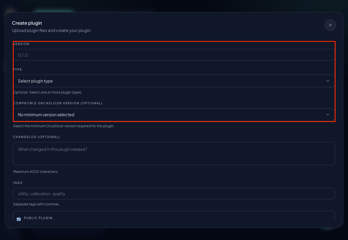 Create plugin version, type, and compatibility fields